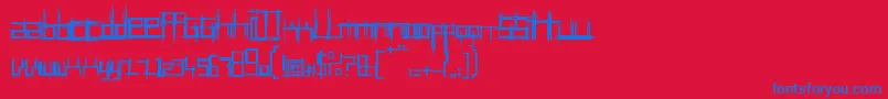 BRUI10   -Schriftart – Blaue Schriften auf rotem Hintergrund