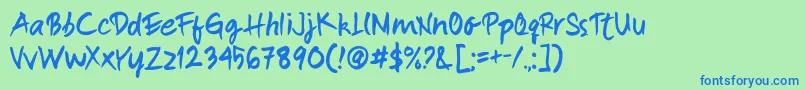 Brullos-fontti – siniset fontit vihreällä taustalla