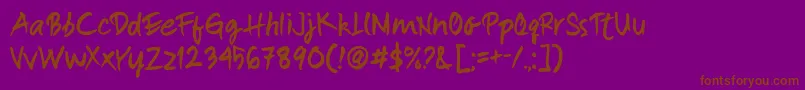 Brullos-Schriftart – Braune Schriften auf violettem Hintergrund