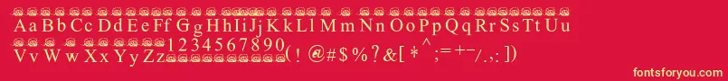 Ferretsrtops-Schriftart – Gelbe Schriften auf rotem Hintergrund
