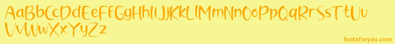 brush kencur demo Font – Orange Fonts on Yellow Background