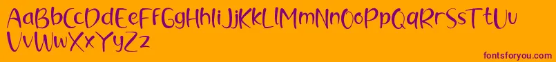 brush kencur demo Font – Purple Fonts on Orange Background
