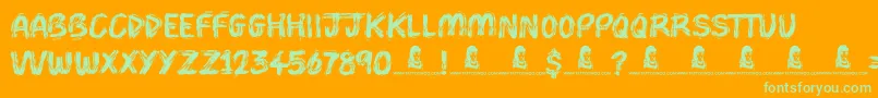 Czcionka Brush Pains – zielone czcionki na pomarańczowym tle