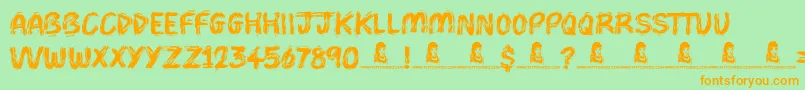 Brush Pains Font – Orange Fonts on Green Background