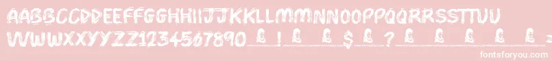 Weitere Informationen zur Brush Pains-Schriftart Brush Pains-Schriftart – Weiße Schriften auf rosa Hintergrund