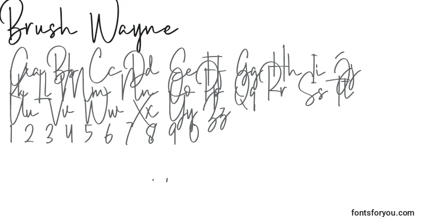 Шрифт Brush Wayne – алфавит, цифры, специальные символы