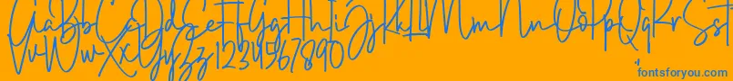 Brush Wayne Font – Blue Fonts on Orange Background