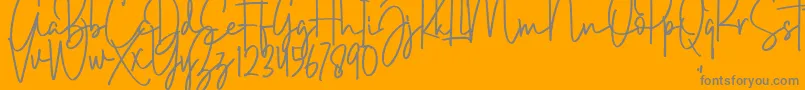 Brush Wayne-Schriftart – Graue Schriften auf orangefarbenem Hintergrund