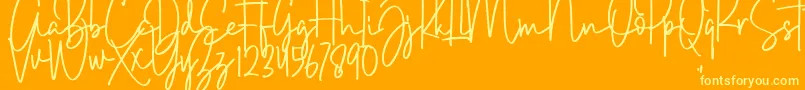 Brush Wayne Font – Yellow Fonts on Orange Background