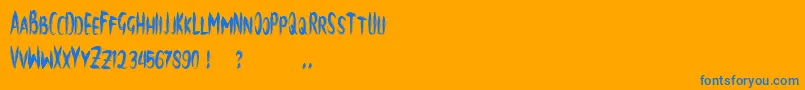 brush-Schriftart – Blaue Schriften auf orangefarbenem Hintergrund