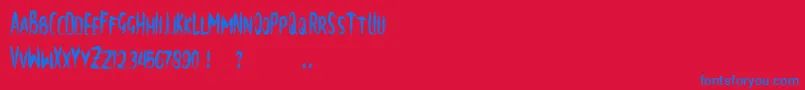 brush Font – Blue Fonts on Red Background