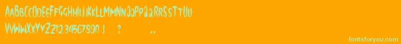 brush Font – Green Fonts on Orange Background