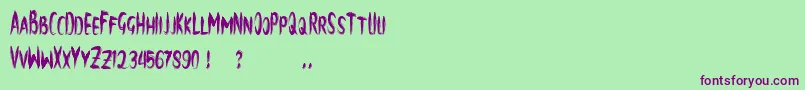brush Font – Purple Fonts on Green Background