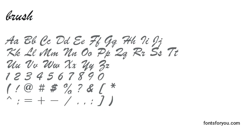 A fonte Brush (122295) – alfabeto, números, caracteres especiais