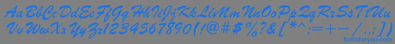 brush Font – Blue Fonts on Gray Background