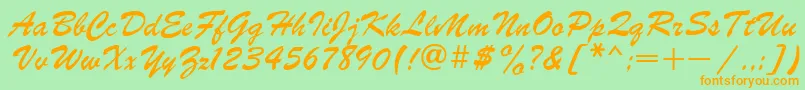 brush Font – Orange Fonts on Green Background