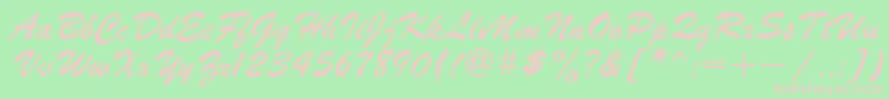 brush Font – Pink Fonts on Green Background