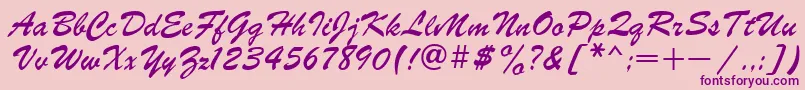 brush Font – Purple Fonts on Pink Background