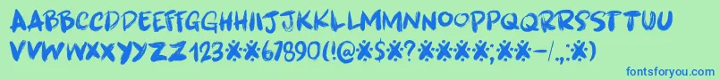 Brushcrazy DEMO Font – Blue Fonts on Green Background