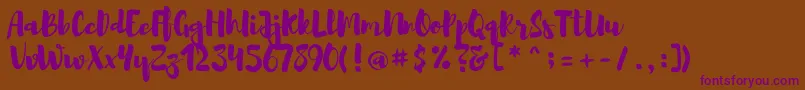 Brusher Font – Purple Fonts on Brown Background