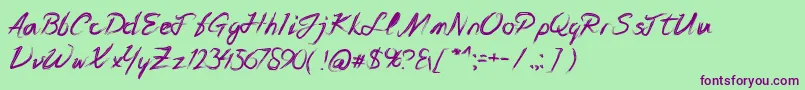 Brushers Hands Font – Purple Fonts on Green Background