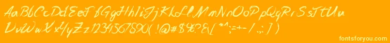 Brushers Hands Font – Yellow Fonts on Orange Background