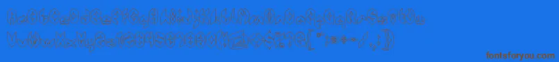 AirplaneHollow-Schriftart – Braune Schriften auf blauem Hintergrund