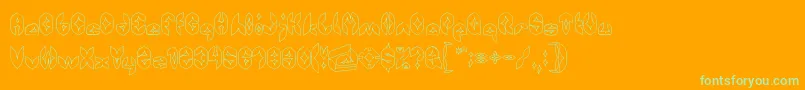 AirplaneHollow-Schriftart – Grüne Schriften auf orangefarbenem Hintergrund