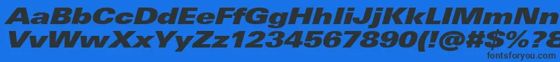 UniversNextProExtrablackExtendedItalic Font – Black Fonts on Blue Background