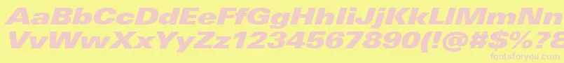 UniversNextProExtrablackExtendedItalic Font – Pink Fonts on Yellow Background