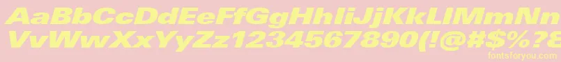 UniversNextProExtrablackExtendedItalic Font – Yellow Fonts on Pink Background