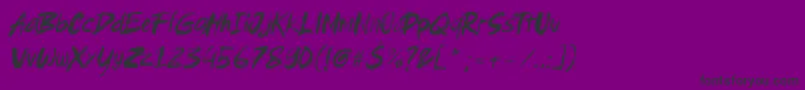 フォントBrushield italic – 紫の背景に黒い文字