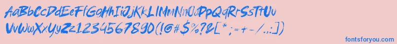 Brushield italic Font – Blue Fonts on Pink Background