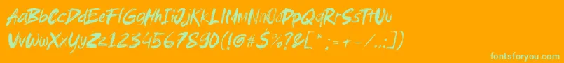Fonte Brushield italic – fontes verdes em um fundo laranja