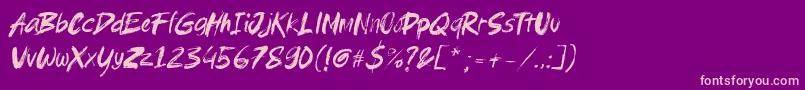 Fonte Brushield italic – fontes rosa em um fundo violeta