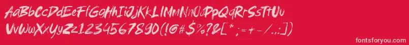 フォントBrushield italic – 赤い背景にピンクのフォント
