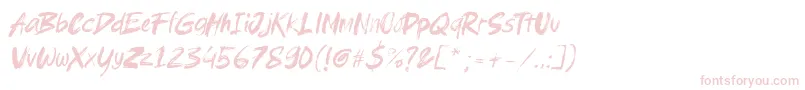 Brushield italic-Schriftart – Rosa Schriften auf weißem Hintergrund