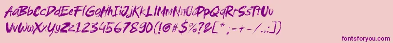 Brushield italic Font – Purple Fonts on Pink Background
