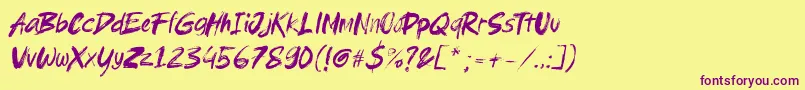 Czcionka Brushield italic – fioletowe czcionki na żółtym tle