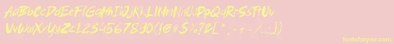 Fonte Brushield italic – fontes amarelas em um fundo rosa