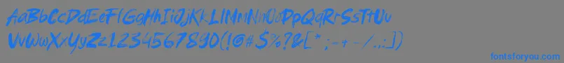 Brushield italic-Schriftart – Blaue Schriften auf grauem Hintergrund