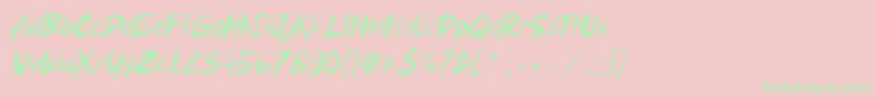 Brushield italic Font – Green Fonts on Pink Background