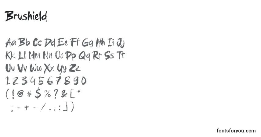 Fuente Brushield - alfabeto, números, caracteres especiales