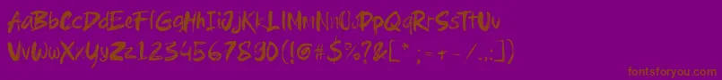 Brushield-Schriftart – Braune Schriften auf violettem Hintergrund