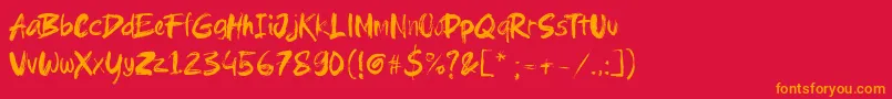 Brushield Font – Orange Fonts on Red Background