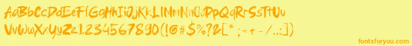 Brushield Font – Orange Fonts on Yellow Background