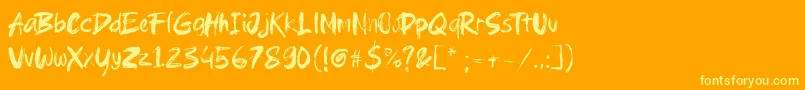 Brushield-fontti – keltaiset fontit oranssilla taustalla