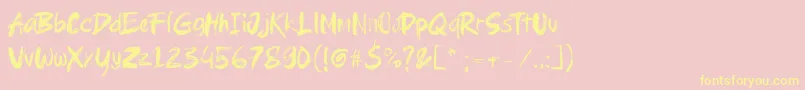 Brushield-Schriftart – Gelbe Schriften auf rosa Hintergrund