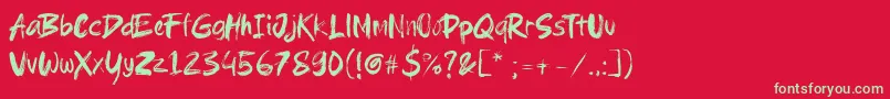 Brushield Font – Green Fonts on Red Background