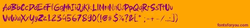 Brushield Font – Purple Fonts on Orange Background
